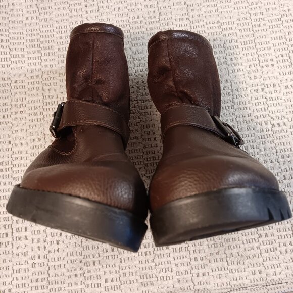 Aldo women's “Legisa” Buckle Motorcycle Fleece Chunky Mid-Calf Boots sz 10 - Picture 8 of 14